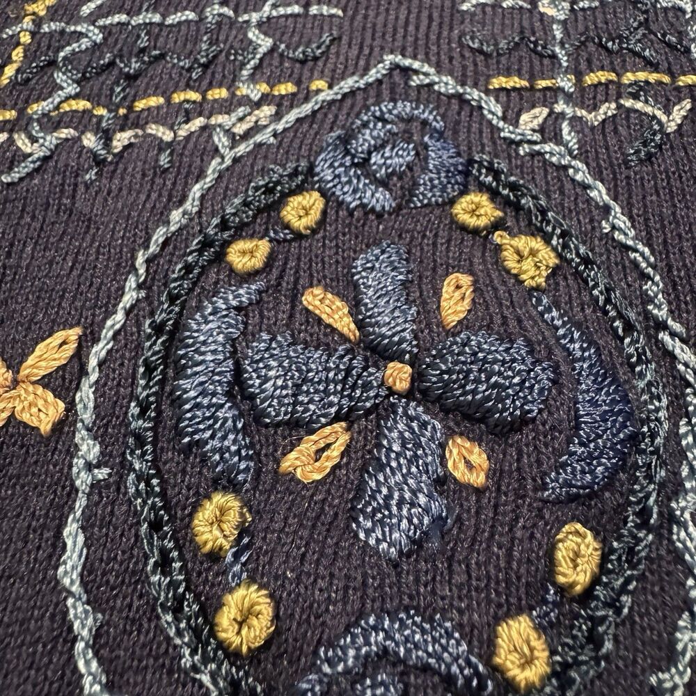 Vintage Teddi Sweater Cardigan Embroidered 3D Granny Core Cottage Size M 80s - Picture 8 of 16